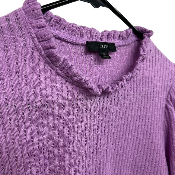 Romantic Layers Lavender‎ Textured Knit Ruffle Puff Sleeve J.Crew Top M - Picture 2 of 8